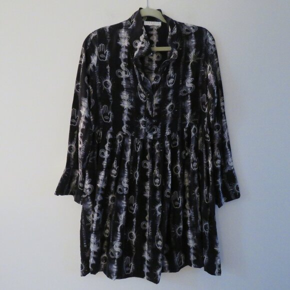 SANDRO Protect 100% Silk Tarot Astrology Zodiac Celestial Shirt Dress Size US 6 - Picture 2 of 15